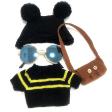 Stuffed Duck Doll Clothes with Sweater Hat Brown Bag and Sunglasses Fashionable Plush Outfit