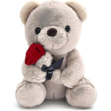 9.8'' Teddy Bear with Rose, Soft Plush Bear Doll Stuffed Animal Toys Valentines Day Decor Gifts for Her Girlfriend Lover Mom