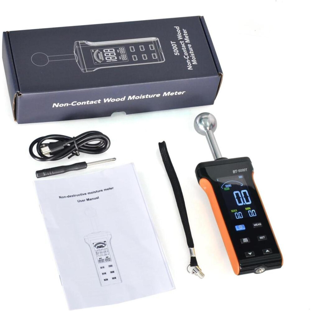 (orange) Holdpeak Hp-5000t Non-contact Wood Moisture Meter, Pinless Moisture Meter,20-40mm With Hd Display,for Building Materials,wall Plaster, Masonry