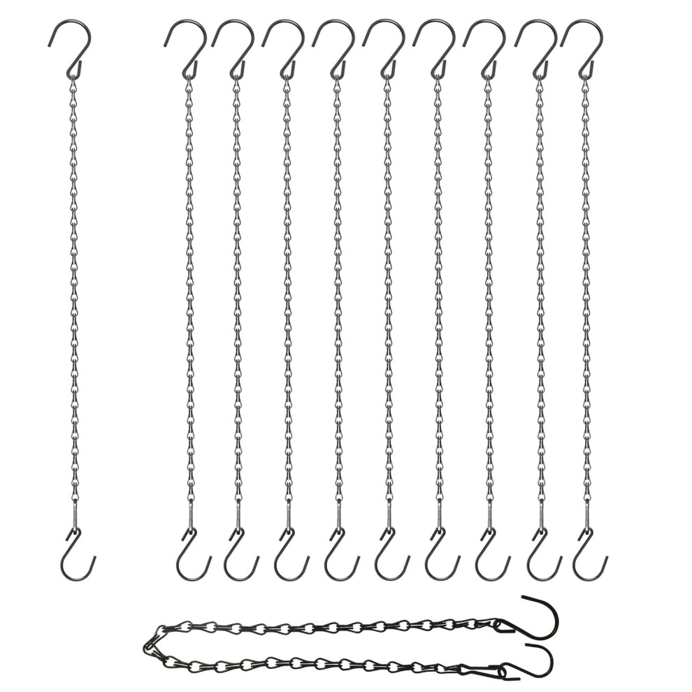 Hedgbobo 15 Pack Blk Storagehook Black Hanging Chains With S Hooks, 21" Chain For Hanging Bird Feeders Planters Baskets Billboards Lanterns Wind Chime 783761430179