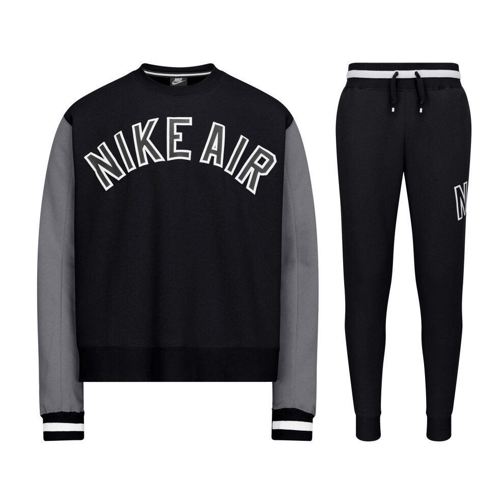 (Medium) Nike Air Crew Neck Tracksuit Set Black