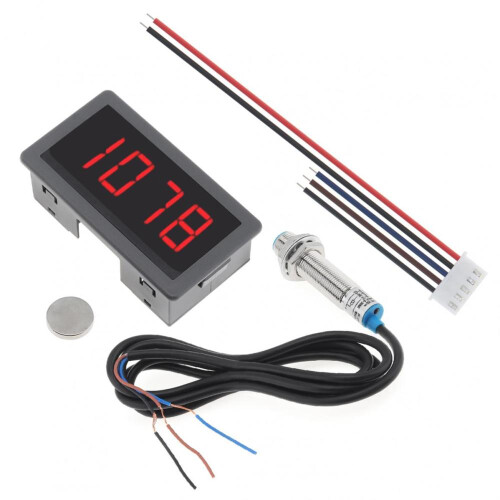 RPM Speed Meter 4 Digital LED Display Tachometer with Hall Proximity ...
