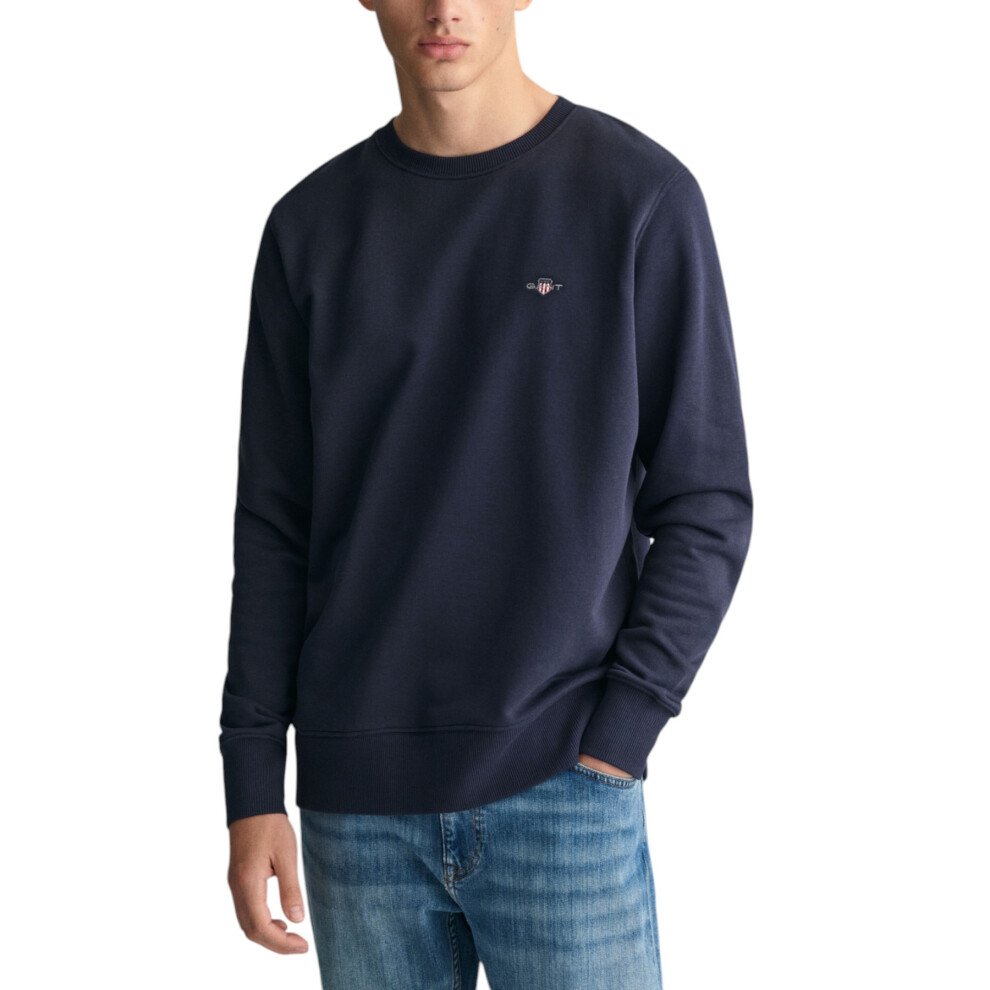 Gant (Navy, L) Shield Mens Crew Neck Pullover Sweatshirt