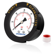 UHARBOUR 60psi Pool Filter Tryckmätare, 2" Dial med Skydd och 1/4" NPT Center Back Mount
