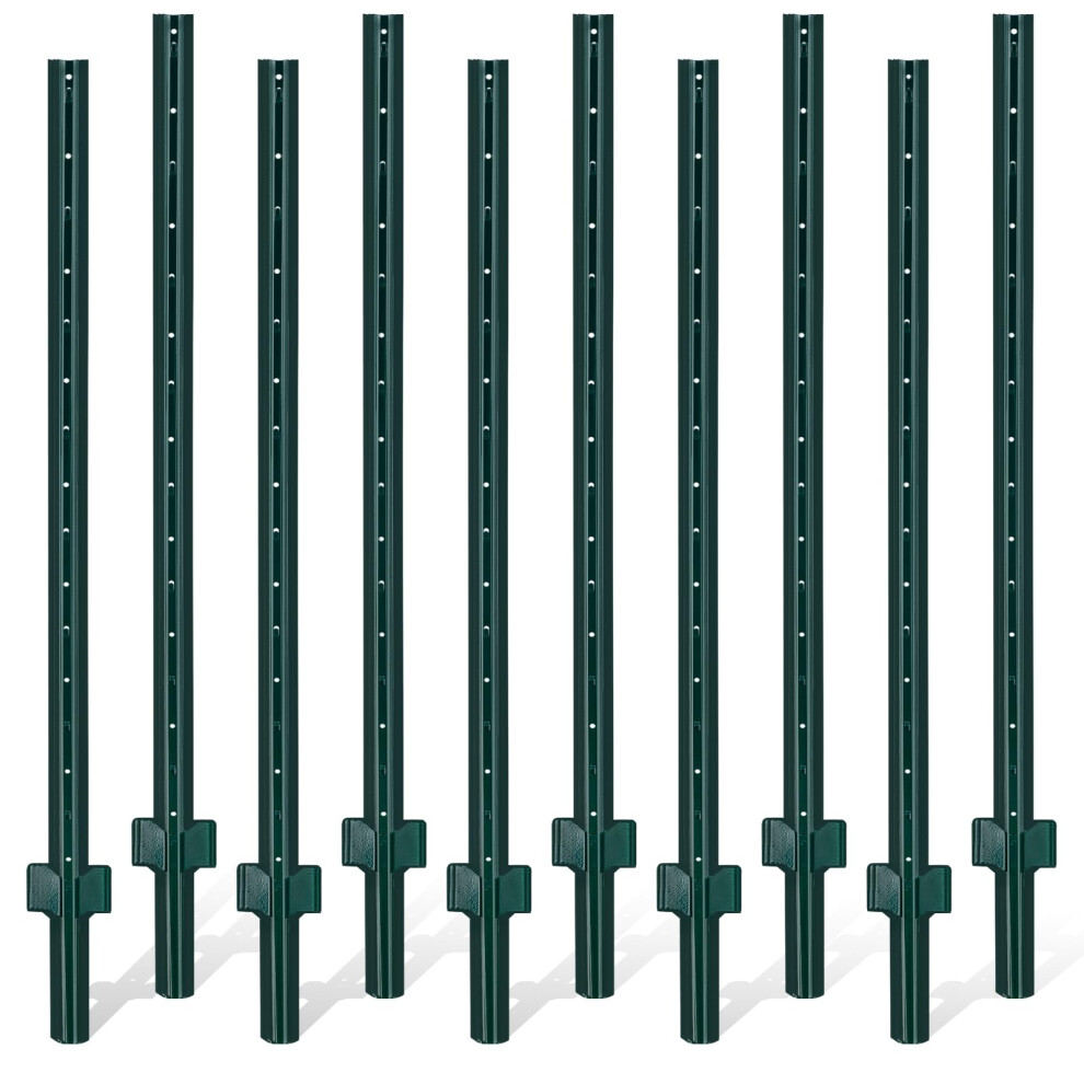 Gtongoko 3 Feet Sturdy Duty Metal Fence Post Pack Of 10 U Post For Fencing Green Fence Posts For Garden Yard And Outdoor Wire 613497817923