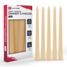 Haltons 50 Pack Tapered Dinner Candles Unscented Long Candlesticks, 7 Hour Burn Time Clean Burning (Ivory)