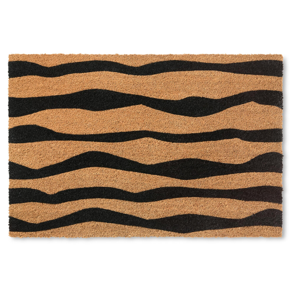 TOWN  COUNTRY TERRA Ravine Abstract Mountain Door Mat  Natural Coir  Heavyweight  NonSlip Entryway Mat  Black  18x30