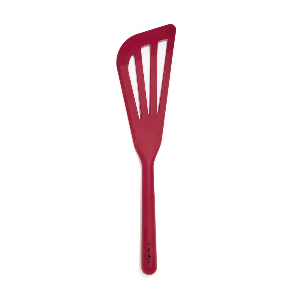 GreenPan Silicone Fish Turner Spatula  Slotted Cooking Kitchen Utensil  Flexible Rubber Nonstick Cookware  Rigid Steel Core  Hea