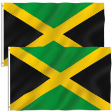 ANLEY Pack of 2 Fly Breeze 3x5 Foot Jamaica Flag - Vivid Color and Fade proof - Canvas Header and Double Stitched - Jamaican National Flags Polyester