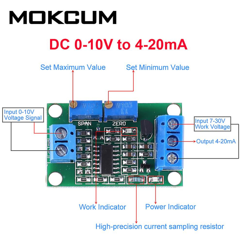 (Dc 0-10V To 4-20Ma) Voltage To Current Module Led Indicator Dc 0-2.5V 0-3.3V 0-10V 0-15V 0-1V To 4-20Ma Non-Isolated Transmitter Signal Converter 7364070717347