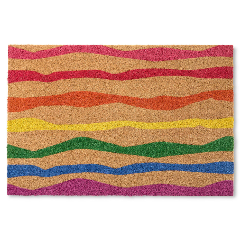 TOWN  COUNTRY TERRA Ravine Abstract Mountain Door Mat  Natural Coir  Heavyweight  NonSlip Entryway Mat  Multicolor  18x30