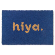 TOWN & COUNTRY TERRA Hiya Painted Welcome Door Mat Natural Coir Heavyweight Non-Slip Entryway Mat Blue 24""""x36""""