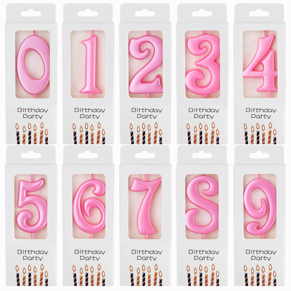 PHD CAKE 10Count 09 Pink Number Birthday Candles  Number One Birthday  Pink Number Candles  Party Celebration  Baby Showers