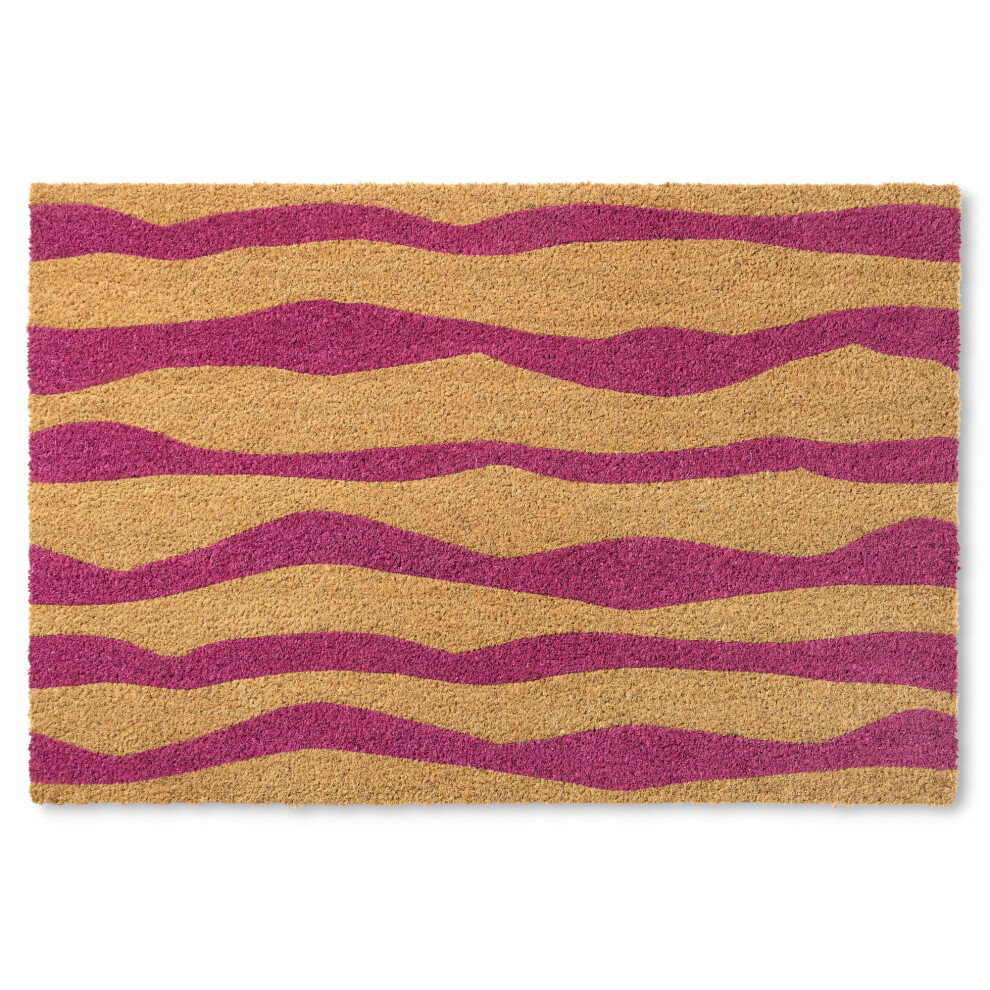 TOWN  COUNTRY TERRA Ravine Abstract Mountain Door Mat  Natural Coir  Heavyweight  NonSlip Entryway Mat  Purple  18x30