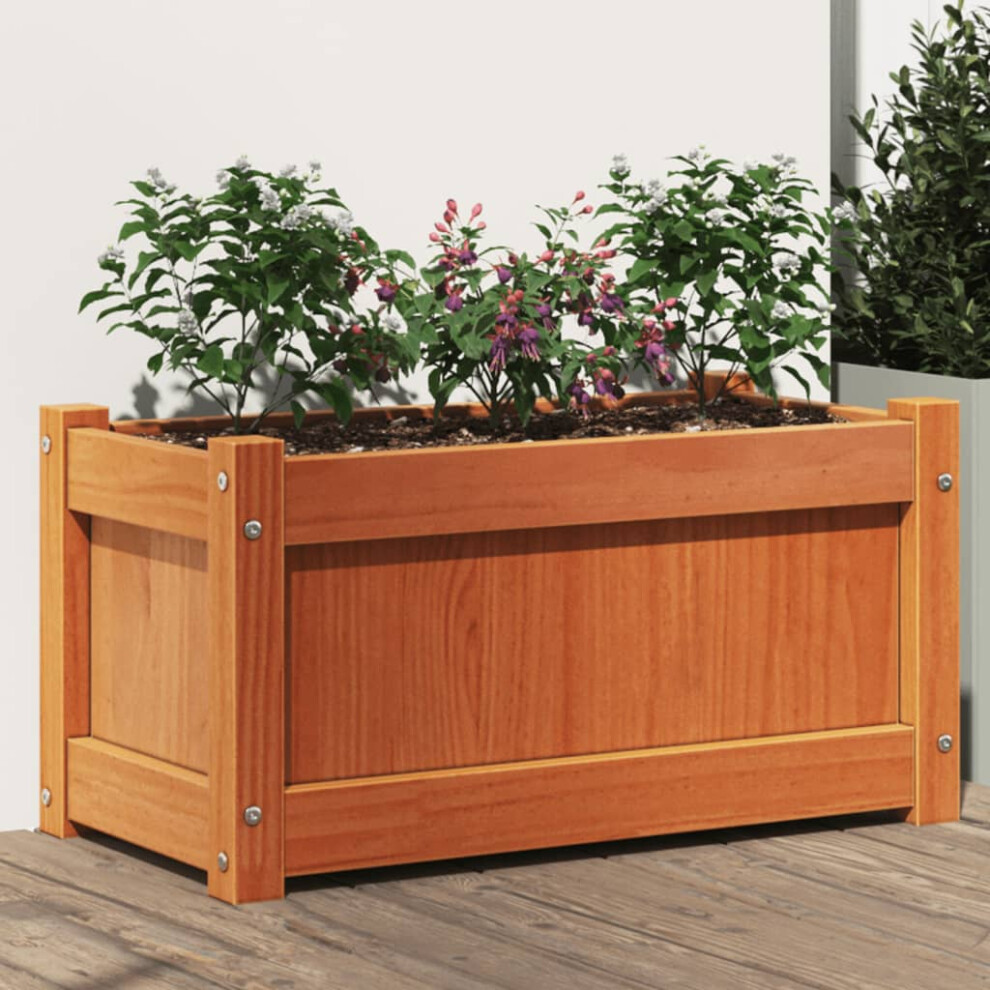 vidaXL Garden Planter Wax Brown 236x122x122 Solid Wood Pine