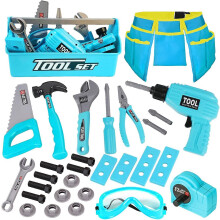 Kids Tool Set - 30pcs Pretend Play Tool Toys With Kids Tool Belt, Electric Toy Drill, Construction Tool Box Kit For Toddlers Boys