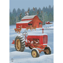 Winter on the Farm House Flag 40"""" x 28"""" Briarwood Lane