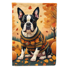Caroline's Treasures DAC1024GF Boston Terrier Fall Garden Flag Mailbox Flag Decorative Yard Flag Banner Outside Patio Artwork Yard Flower Beds Garde