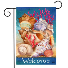 Briarwood Lane Seashell Welcome Summer Garden Flag Beach Nautical 12.5"""" x 18""""