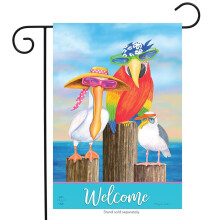 Coastal Bird Welcome Summer Garden Flag Nautical Pelican Seagull 12.5"""" x 18""""