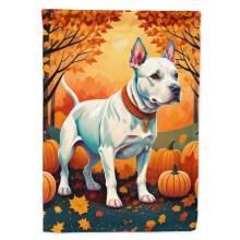 Caroline's Treasures DAC1008GF White Pit Bull Terrier Fall Garden Flag Mailbox Flag Decorative Yard Flag Banner Outside Patio Artwork Yard Flower Bed