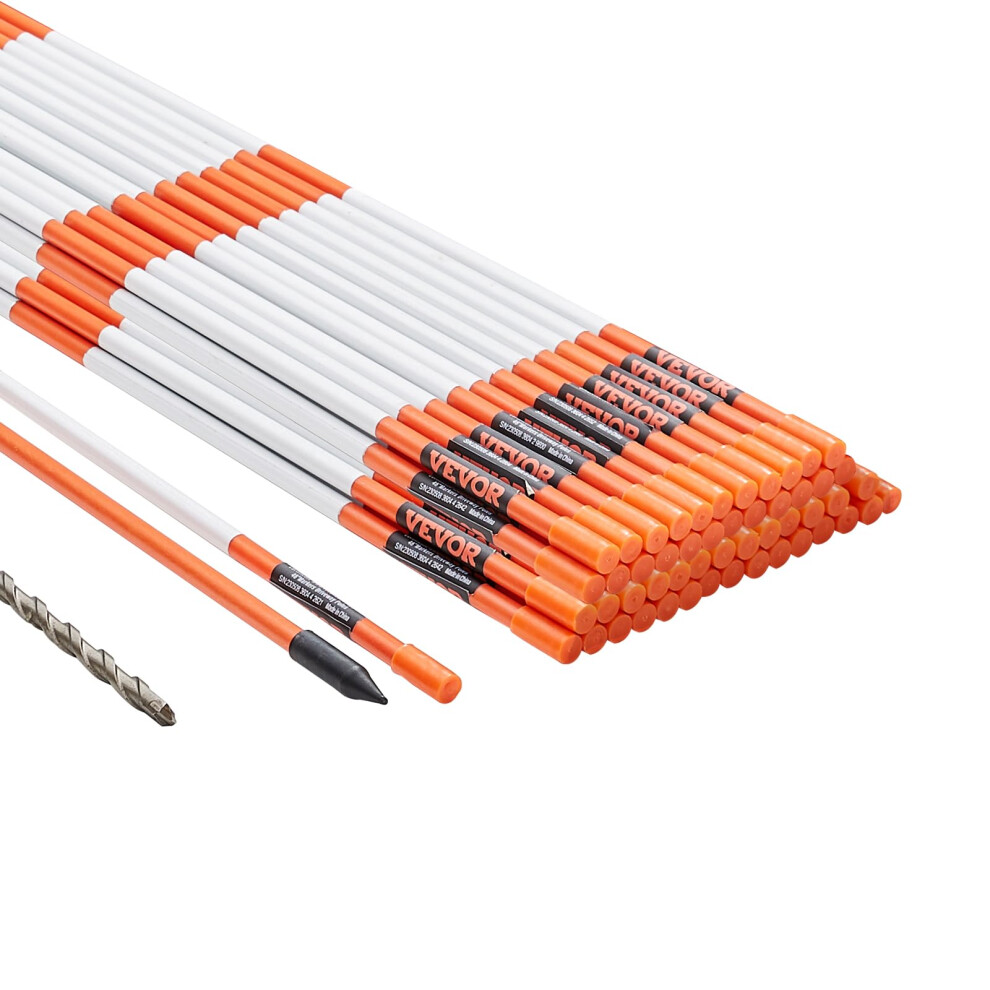Vevor Driveway Markers 50 Pcs 48 Inch 031 Inch Diameter Fiberglass Poles Snow Stakes With Reflective Tape 12 Steel Orange