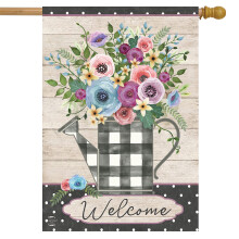 Briarwood Lane Buffalo Check Watering Can Spring House Flag 28 x 40