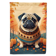 Caroline's Treasures DAC1065GF Fawn Pug Fall Garden Flag Mailbox Flag Decorative Yard Flag Banner Outside Patio Artwork Yard Flower Beds Garden Size