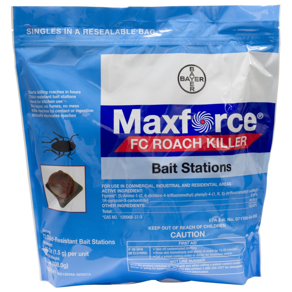 Bayer 4314688 Maxforce FC Roach Killer Small Bait Stations Insecticide  72