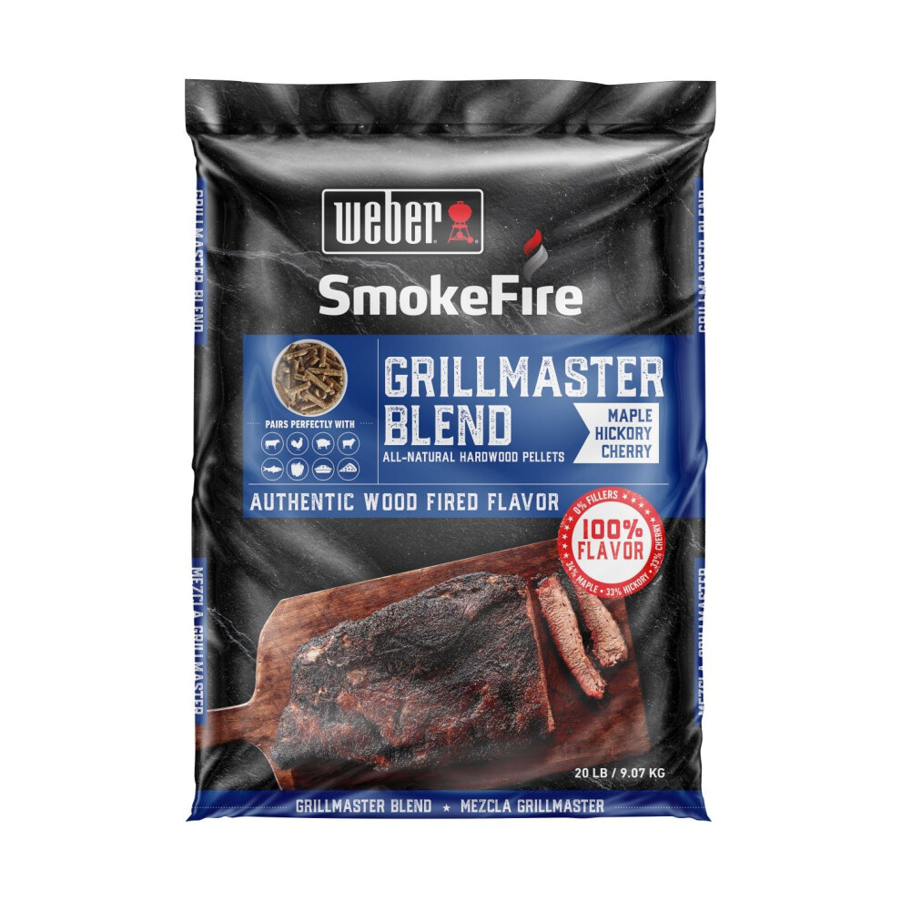 Weber Grillmaster Blend AllNatural Hardwood Pellets for Wood Pellet Grills  20 lb Bag