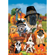 Give Thanks Dogs Thanksgiving House Flag 40"""" x 28"""" Briarwood Lane