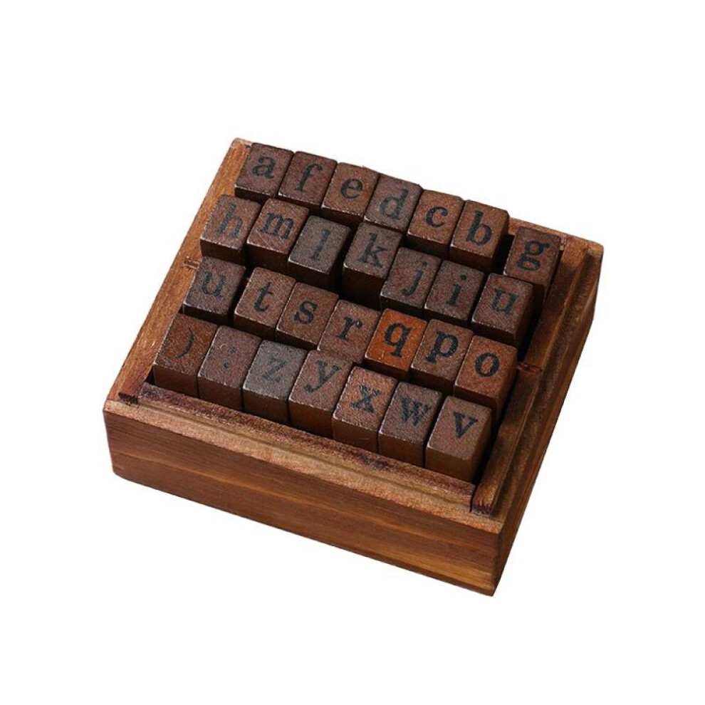(as the picture, Regular lower case) Yoofun 28pcs Alphabet Stamps Vintage Wooden Rubber Letter Standard Stamp Set For Craft Card Making Planner Scrapbooking Journals Myy