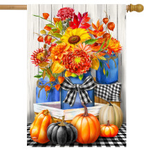 Briarwood Lane Autumn Mason Jars Floral House Flag Fall Pumpkins Rustic 28"""" x 40""""