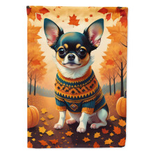 Caroline's Treasures DAC1035GF Tricolor Chihuahua Fall Garden Flag Mailbox Flag Decorative Yard Flag Banner Outside Patio Artwork Yard Flower Beds G