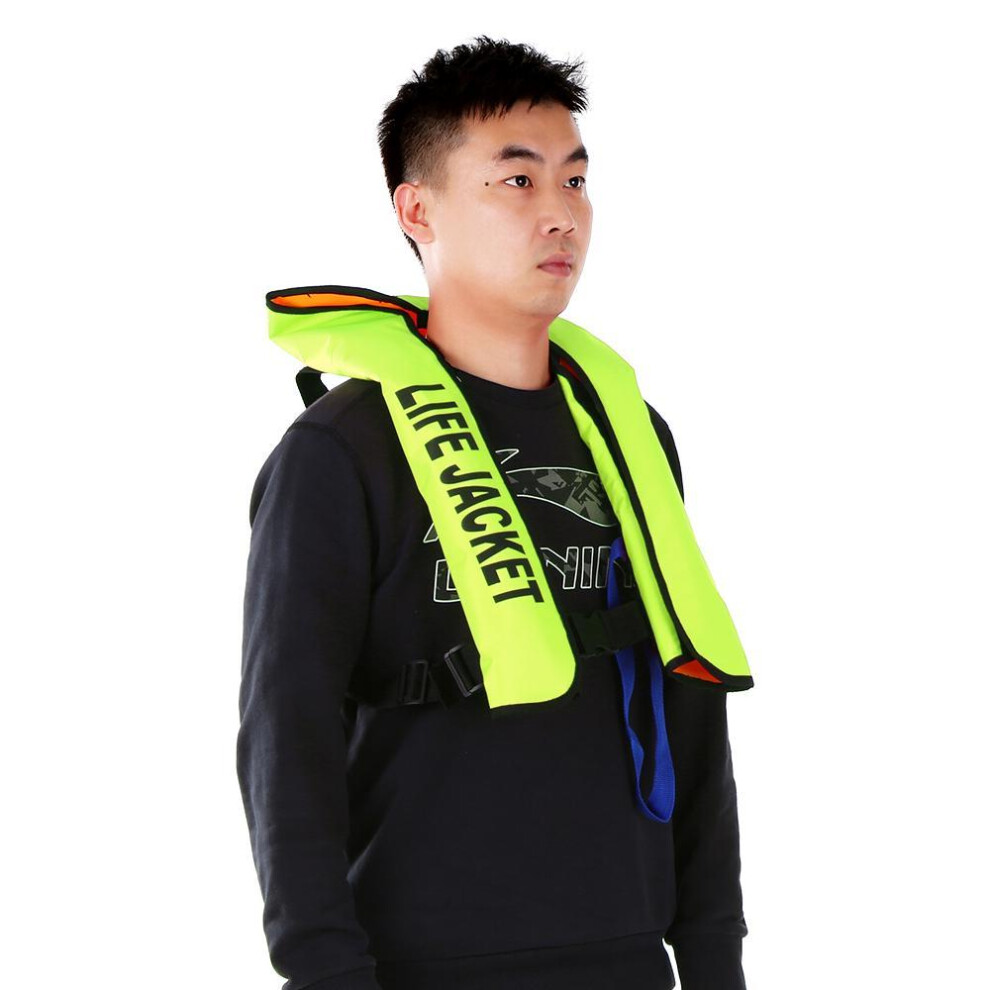 (fluorescent green) Manual Inflatable Life Jacket Professional Adult Swiming Fishing Vest Swimwear Water Sports Swimming Survival