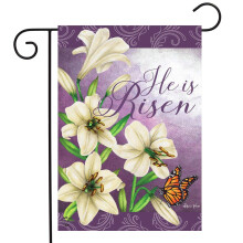 He Is Risen Lilies Easter Garden Flag Religious Floral 12.5""""x18"""" Briarwood Lane