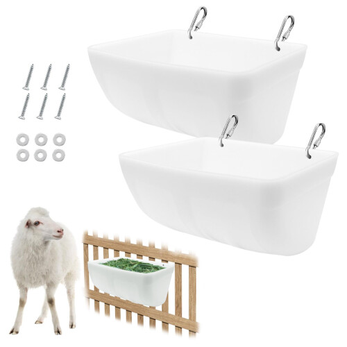 2 Pack Large Feed Trough And Waterer Bucket With Clips, For Large Goats - View #5