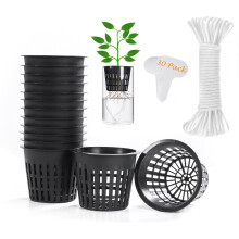 ORIMERC 30 pakke 3 tommer netkoppotter med 30 fod hydroponisk selvvandingsv?ge og 30 planteetiketter Aquaponics Mason Krukke Spandindsats Orkid?