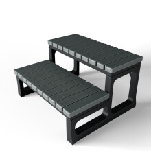 GREVO Hot Tub Treppen Grau/Spa Treppen für runde oder gerade Whirlpools, rutschfeste Treppen für drinnen/draußen (Grau)
