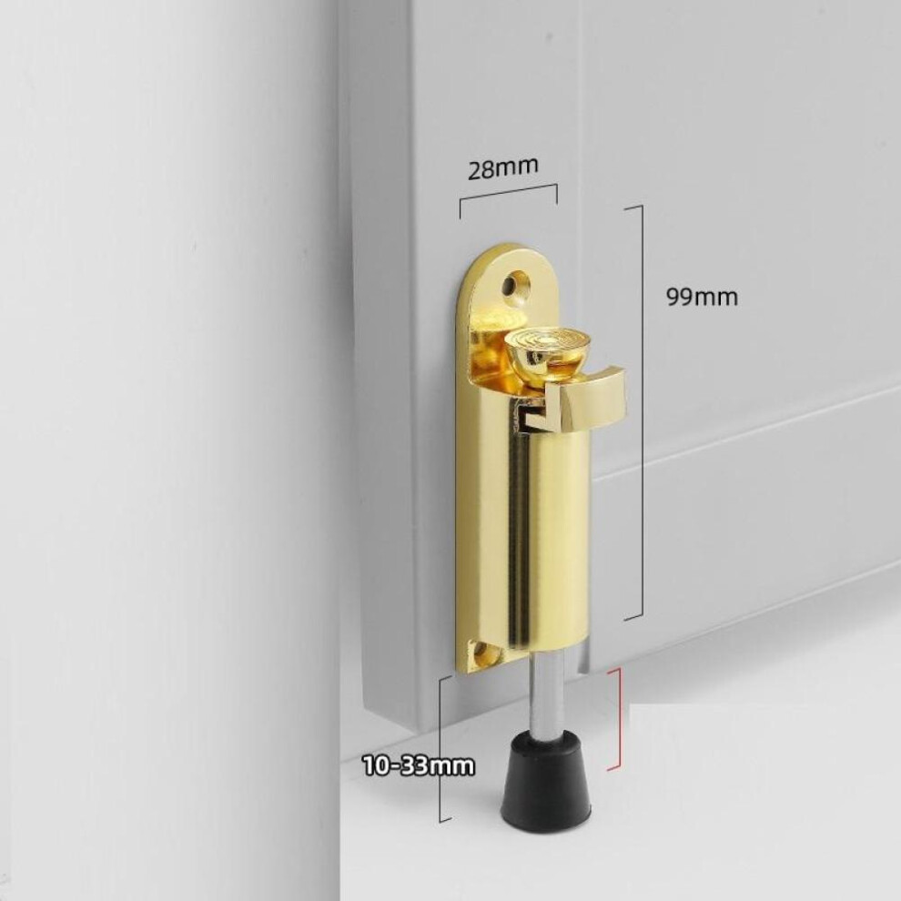 (gold, 1pcs) Telescopic Door Stopper Spring Loaded Heavy Duty Stopper Metal Adjustable Position With Foot Brake Wedges For Door Bottom Seam