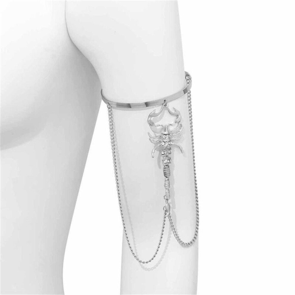 (silver) Punk Hip Hop  Tassel Bracelet Women Men Gothic Scorpion Arm Bangles