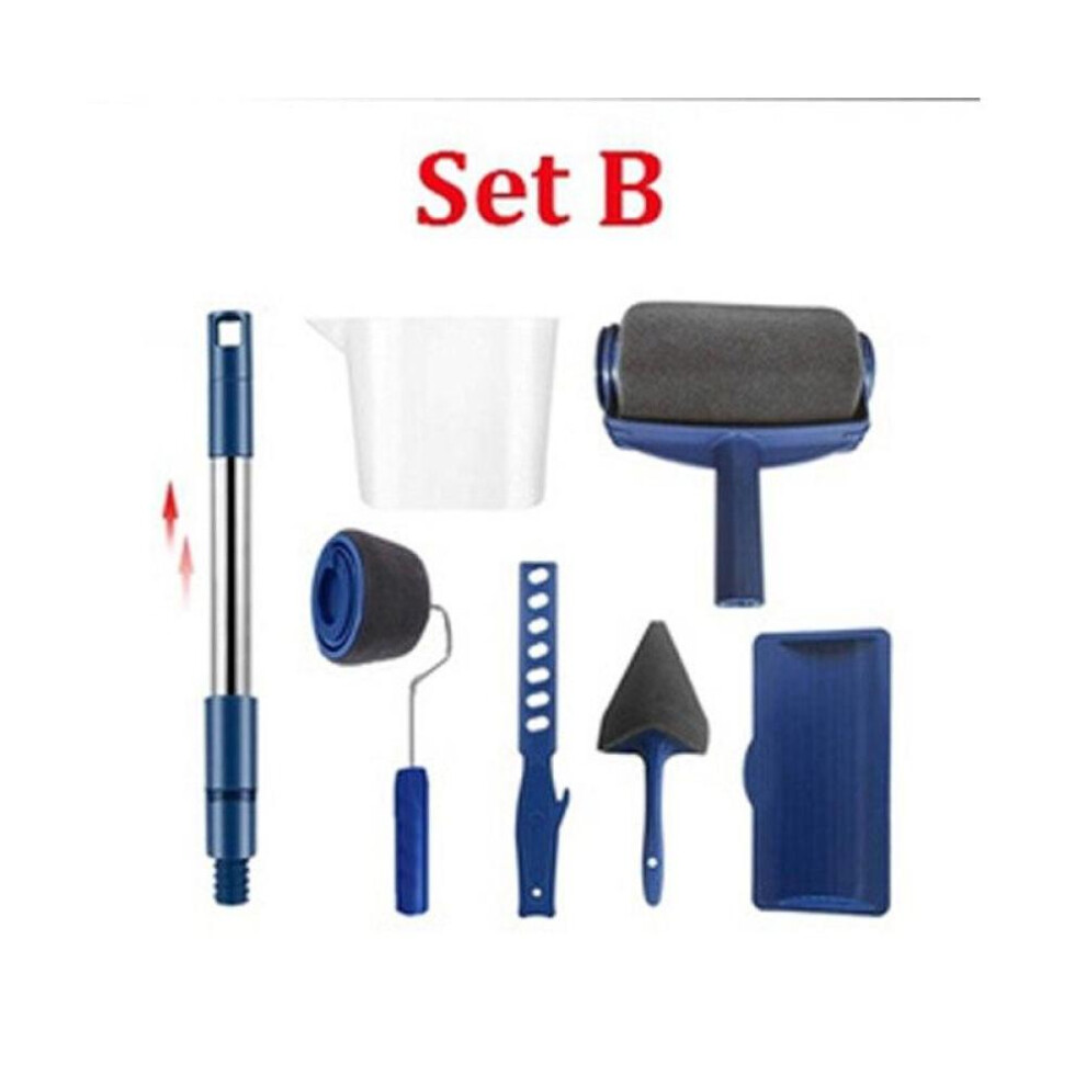 (Set B) Multifunctional Wall Decorative Paint Roller Corner Brush Handle Tool Diy Household Easy To Operate Painting Brushes Kit