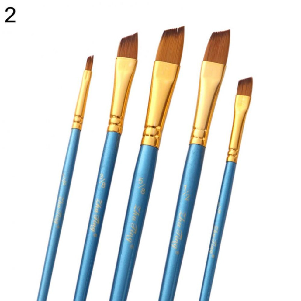 5pcs Professional Artist Nylon Paint Brush For Acrylic Watercolor Oil Painting