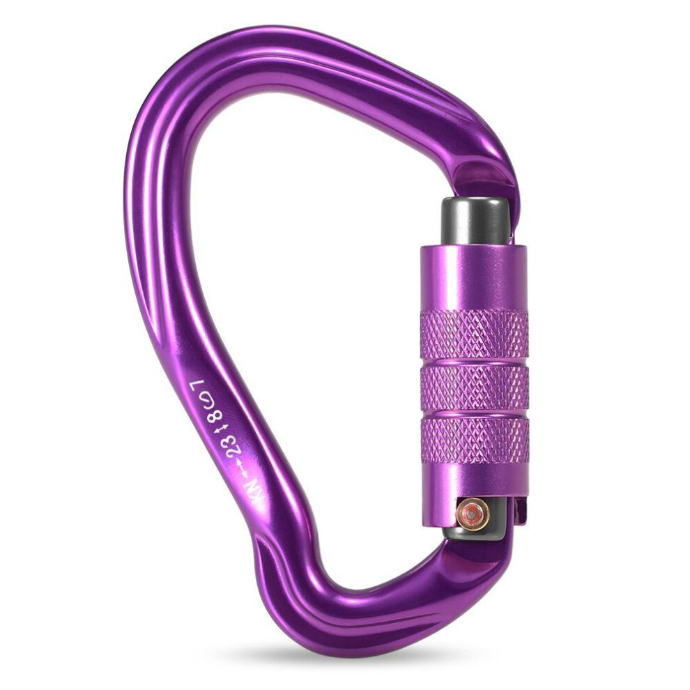 (purple, Auto locking) 23kn Auto Locking Gate Carabiner Heavy Duty D Shape Buckle Pack D-ring Carabiner Climbing