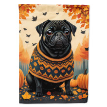 Caroline's Treasures DAC1064GF Black Pug Fall Garden Flag Mailbox Flag Decorative Yard Flag Banner Outside Patio Artwork Yard Flower Beds Garden Siz