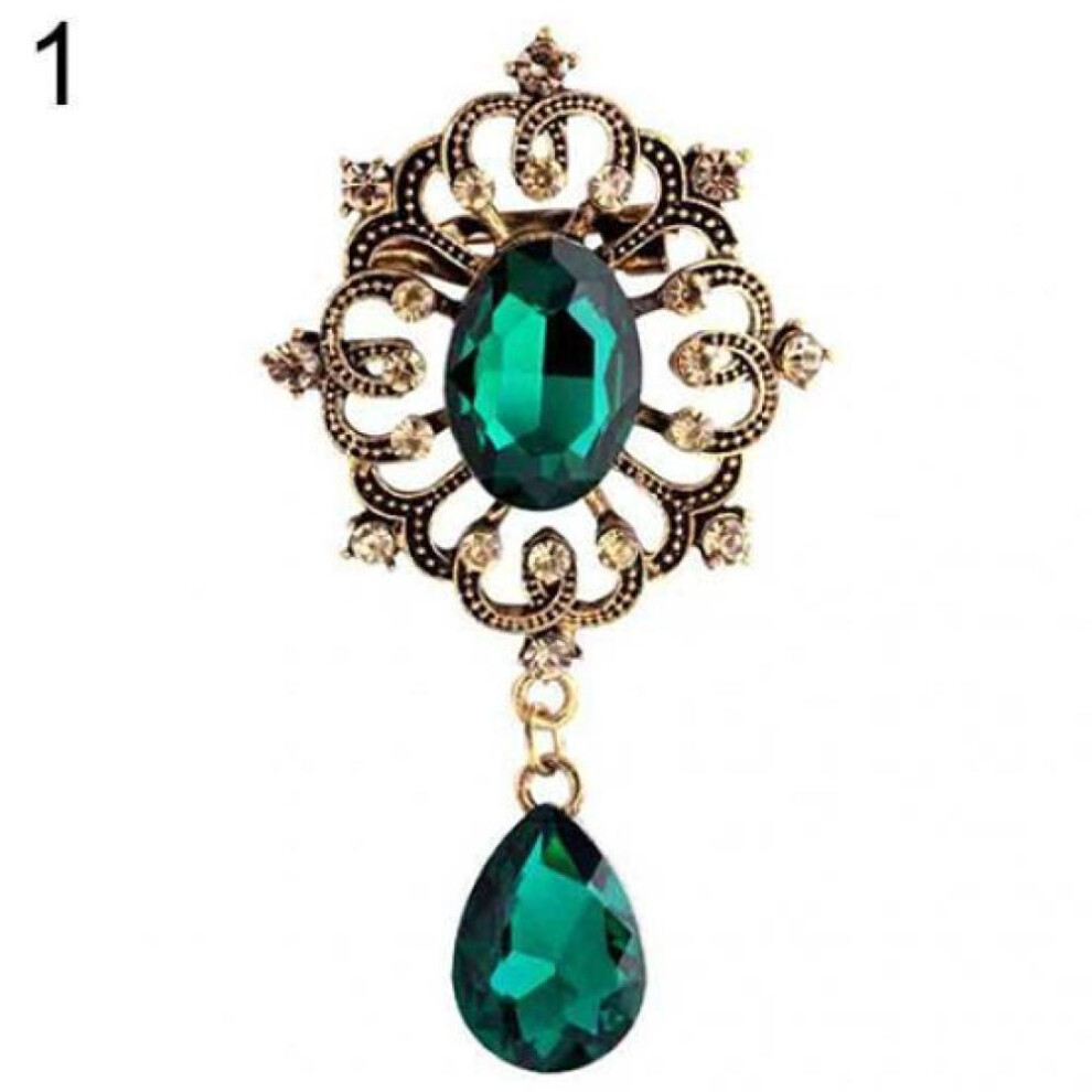 Women&apos;s Luxury Rhinestone Alloy Brooch Pin Large Waterdrop Pendent Party Jewelry