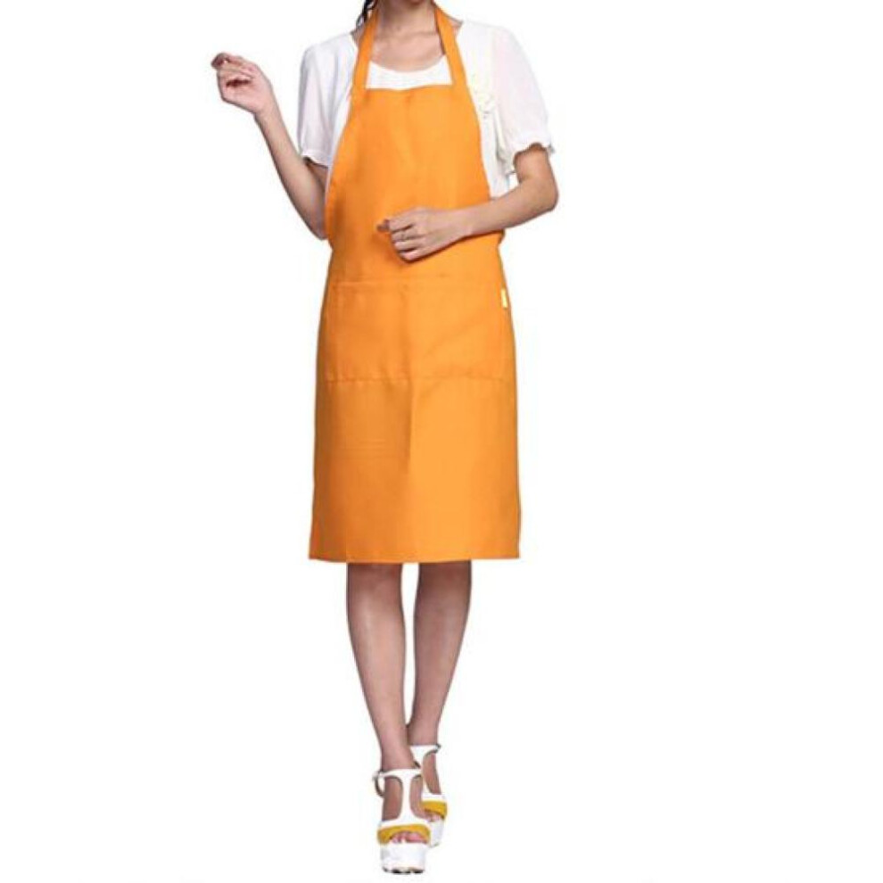 (orange) Solid Color Kitchen Cooking Oil-resistant Restaurant Home Protective Apron