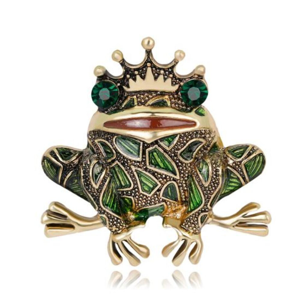 Frog Style Brooch Pin Shiny Rhinestone Enamel Fashion Dress Hat Accessory Gift