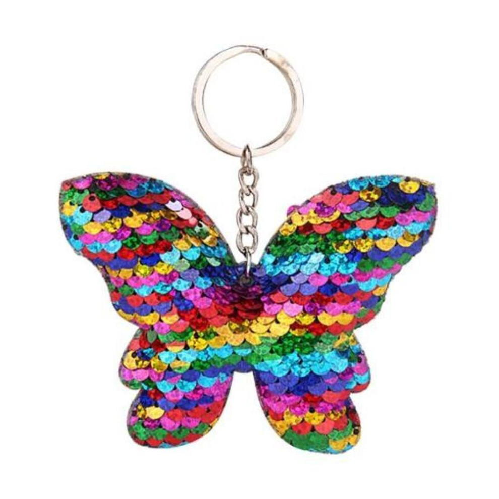 (Other) Sparkling Sequins Butterfly Pendant Keychain Car Key Ring Holder Hanging Decor