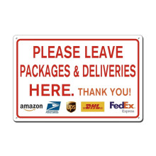 Sign for Package Deliveries Here - 8x12 Inch Outdoor Metal Sign, Delivery Instructions